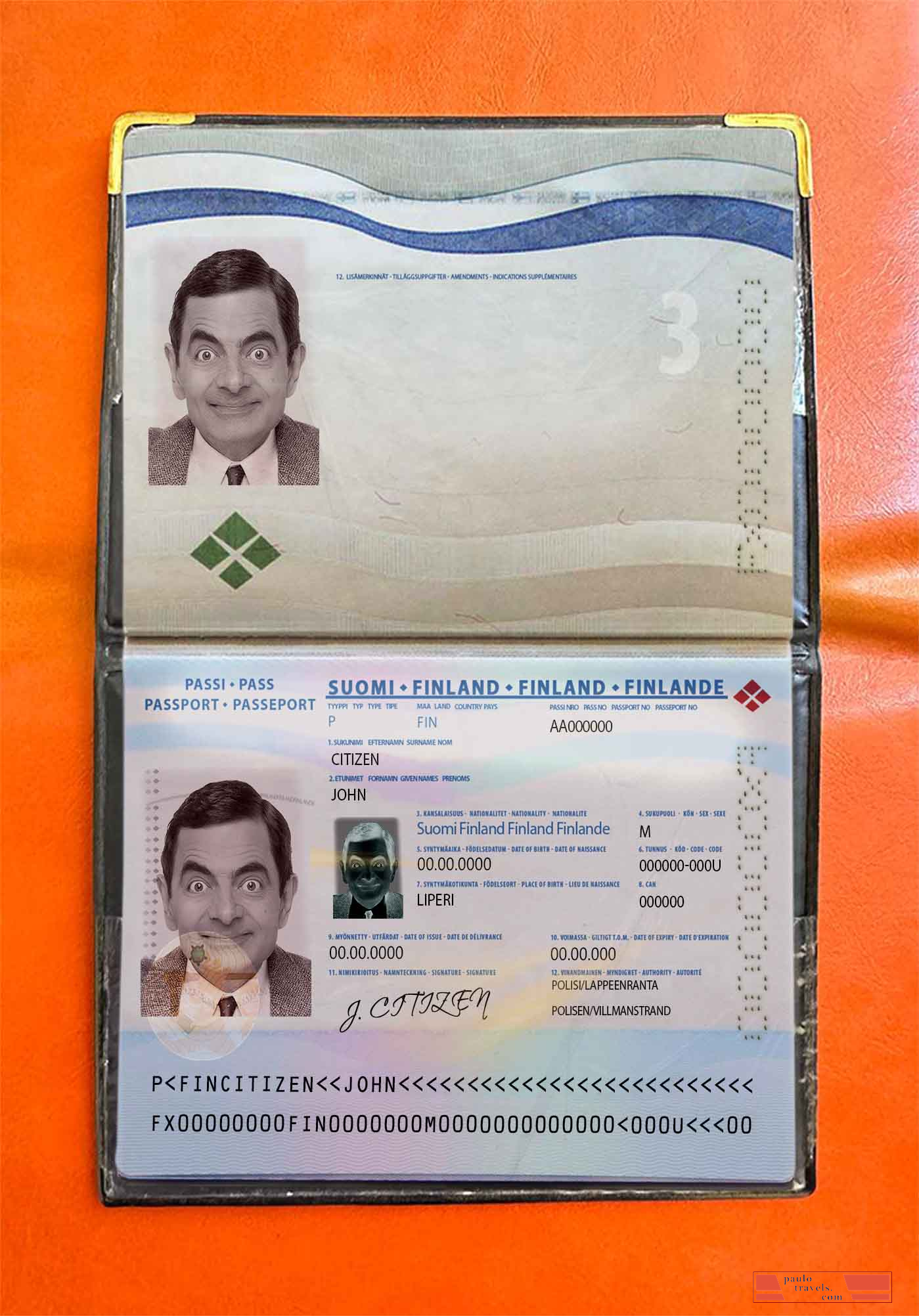 Finland passport photo look PSD template